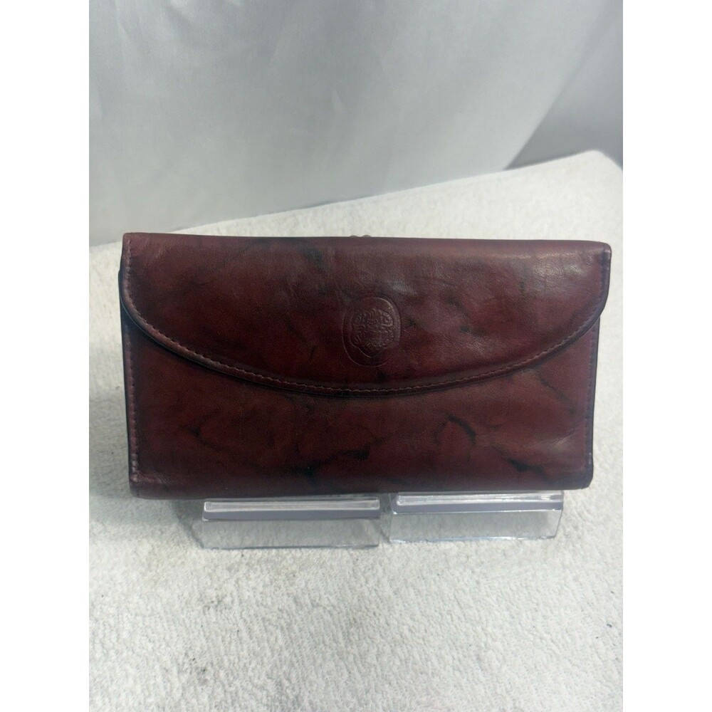 VNTG MUNDI BROWN LEATHER LONG TRI FOLD WALLET ITALIAN CALFSKIN Sz7X5